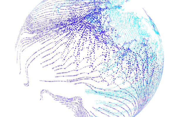 An image of a globe rendered by blue dots